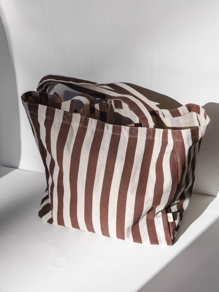 Odom Striped Tote Bag with Fruit Pocket